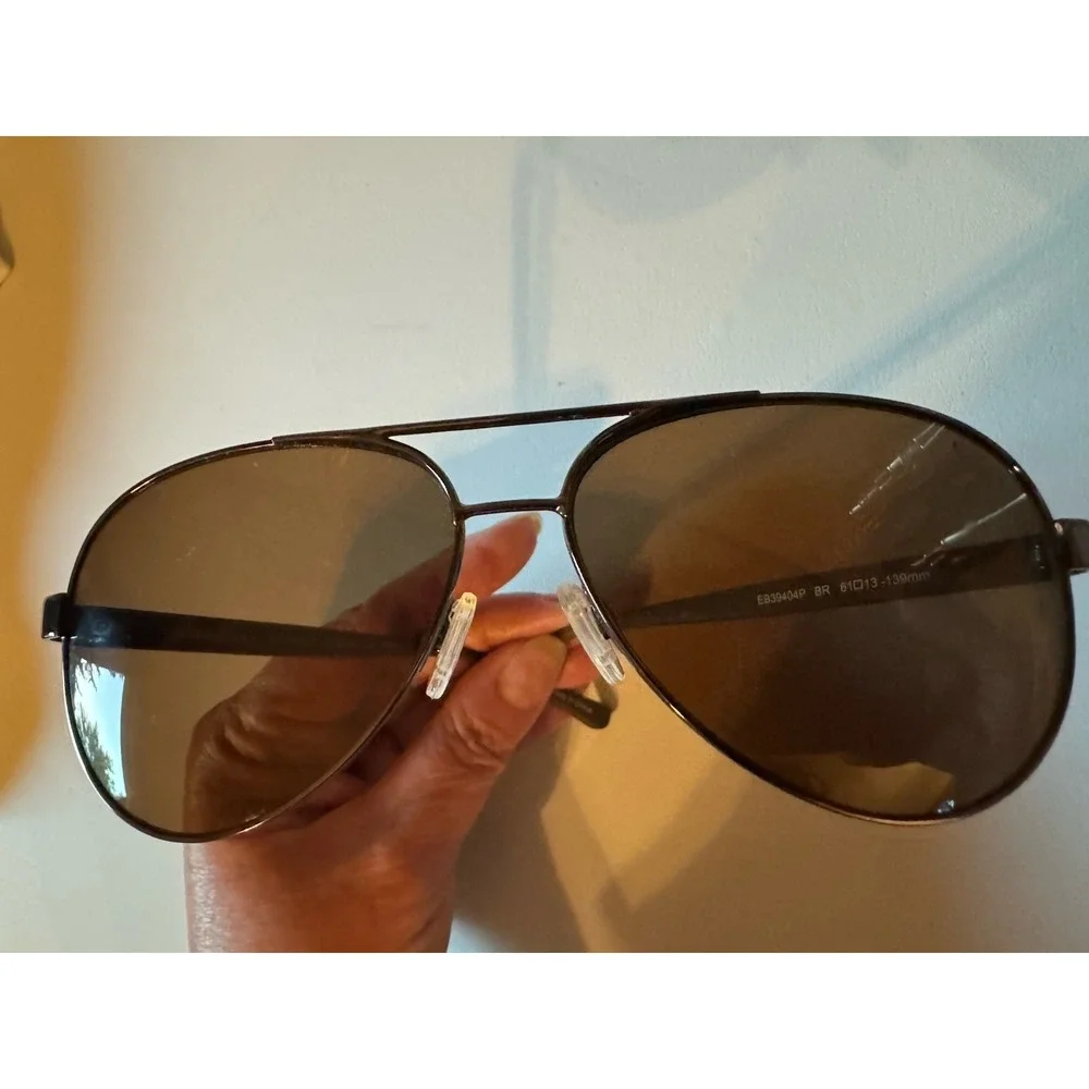 Eddie Bauer Eastmont Polarized Aviator Sunglasses - Brown/Gold Metal Frame
